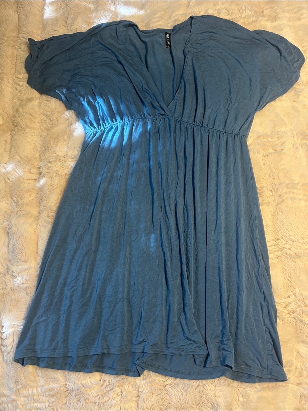 Blue V-Neck Mini Dress